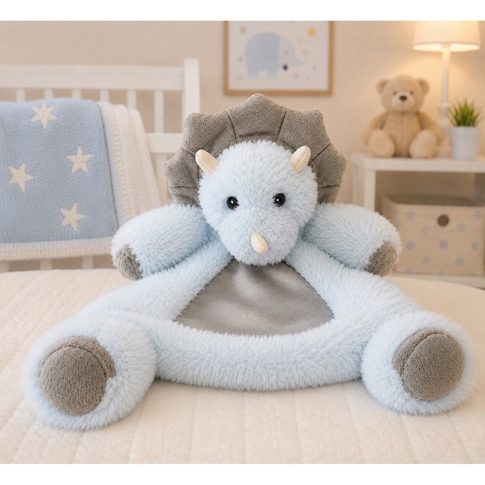 Vintage Bearington Baby Blue Triceratops Security Blanket Lovey Plush Dino